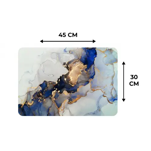 Marmer - Blauw - Goud Placemat vinyl groot -specs