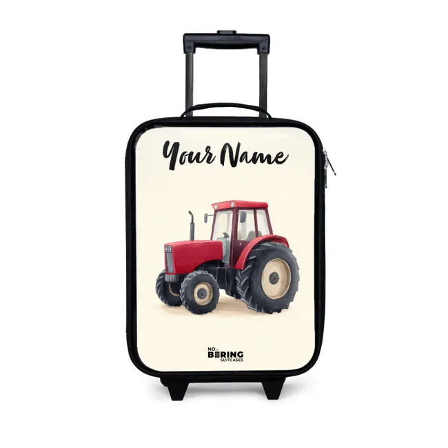Kids' Suitcases with name - Tractor - Signed - Red