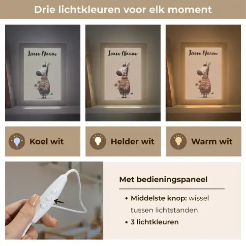 Zebra - Zonnebloemen - Warm Light Box met kabel (Kinderlampje) klein -USP_lichtkleurNL