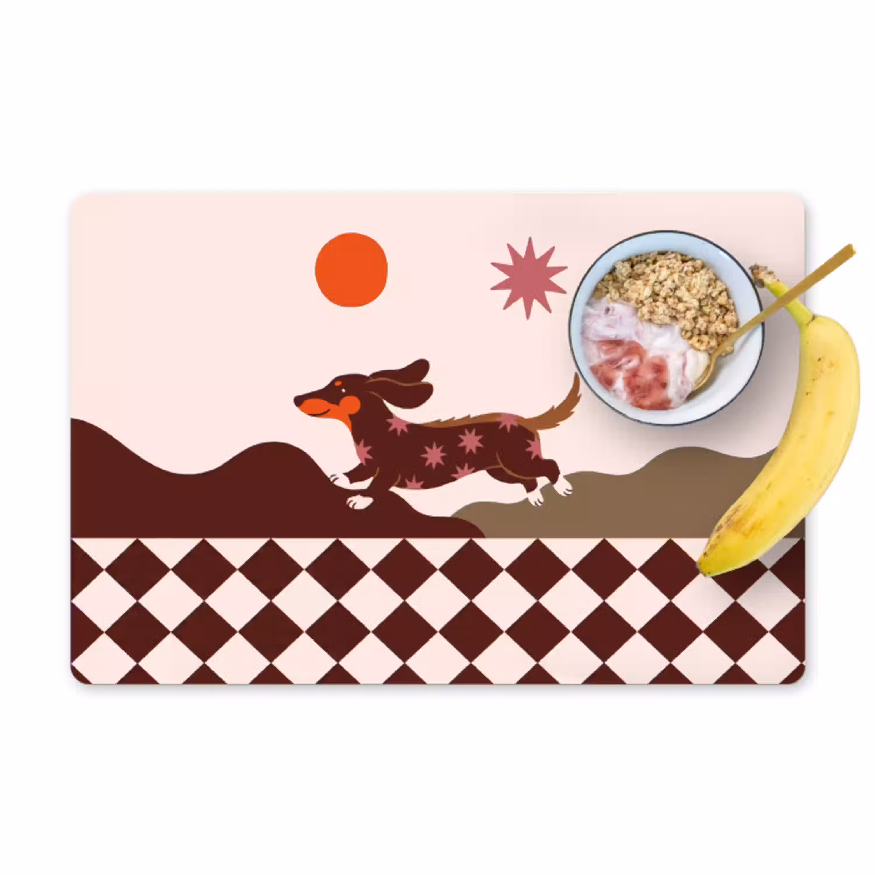 Hond - Abstract - Dieren - Modern - Bruin Placemat vinyl groot -zzzproduct_Kitchenyeah-website