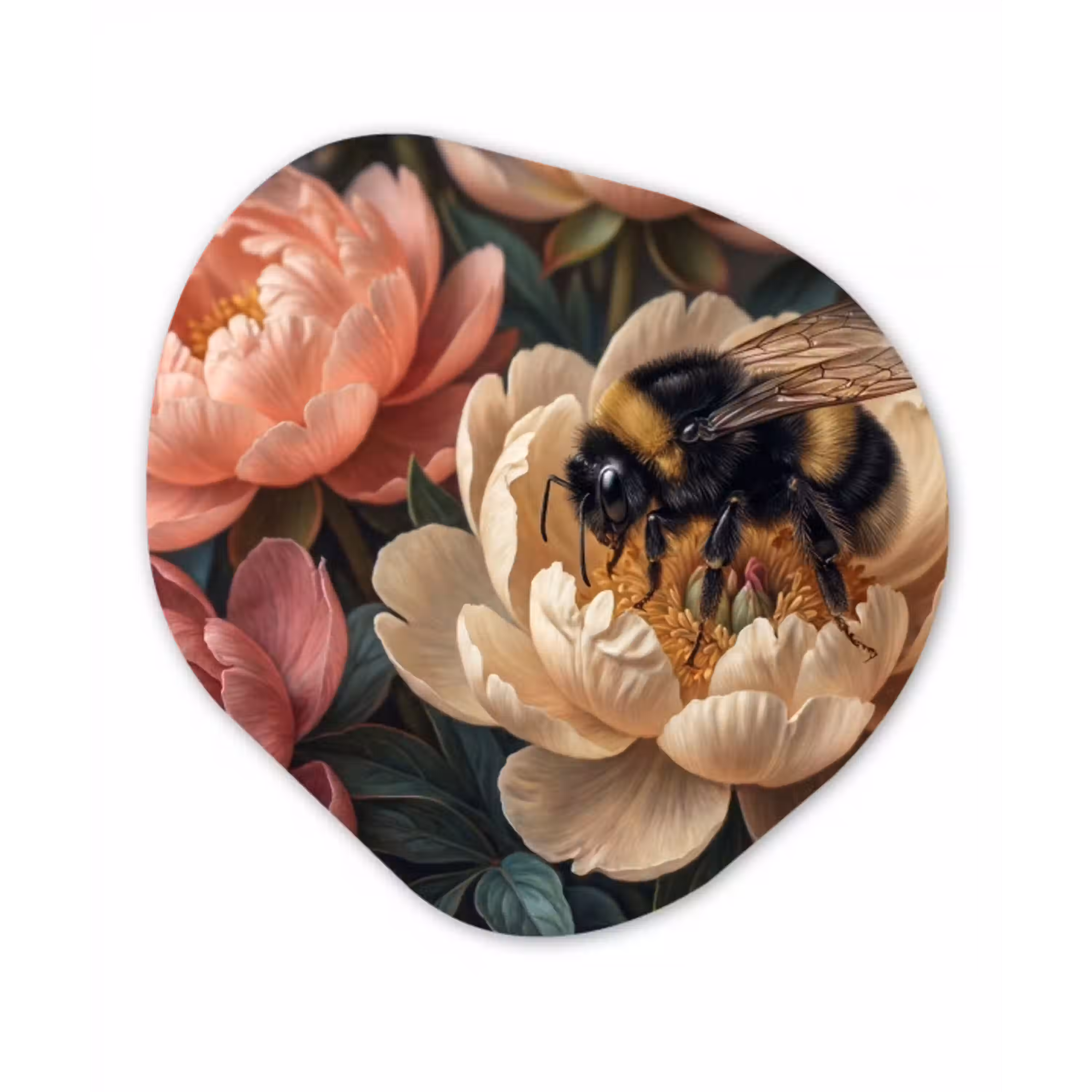 Bloemen - Insect - Natuur - Roze Wandcirkel Organisch Aluminium middel -3d