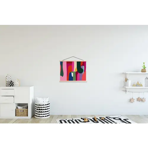 Kleurvakken - Recht - Rond - Abstract textielposter latten blank klein -kinderkamer