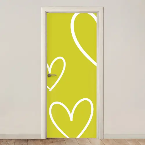 Groen - Hartjes - Wit deurposter klein -3d_beige