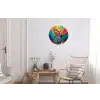 Haai - Koraalrif - Abstract - Kleurrijk Wandcirkel aluminium klein -woonkamer