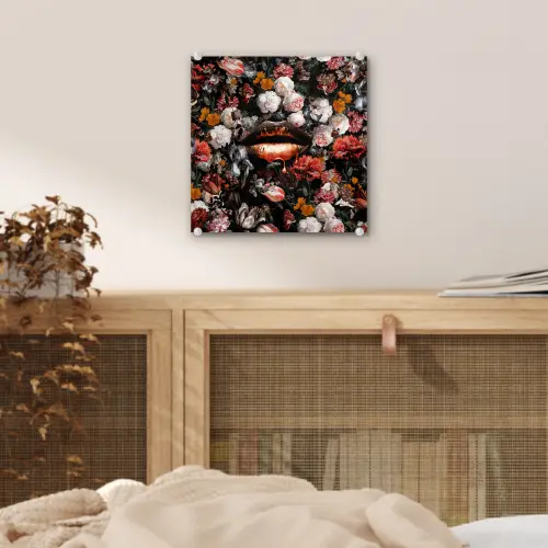 Lippen - Bloemen - Verf - Oranje - Kunst - Abstract - Oude meesters plexiglas 5mm klein -sfeer4