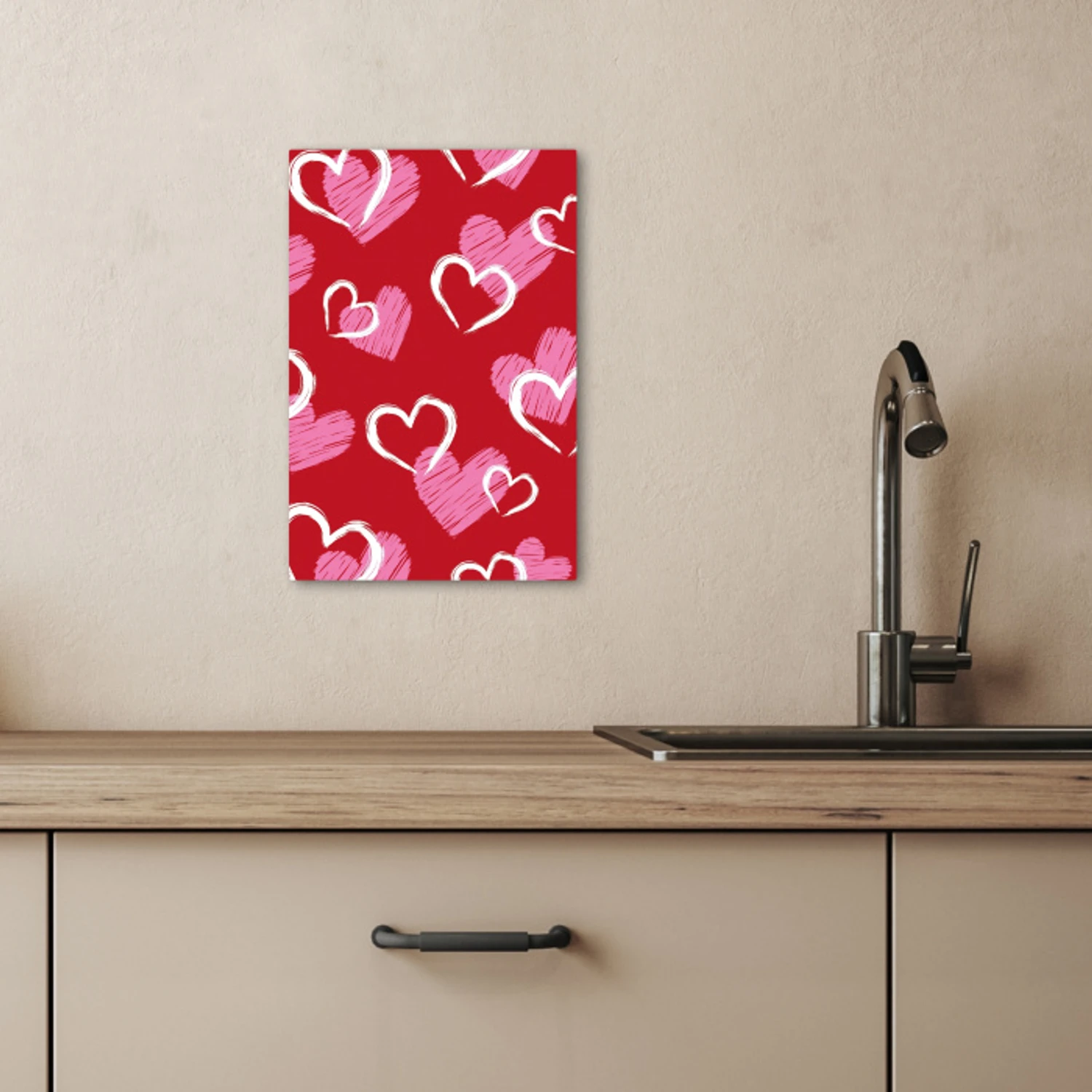 Patroon - Hartjes - Roze - Valentijn KitchenYeah - Keuken - Canvas klein -sfeer2