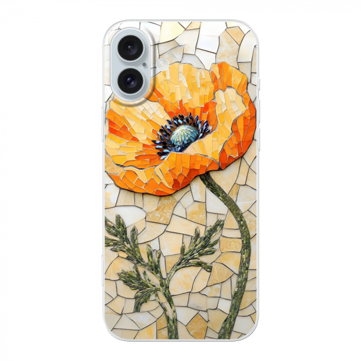Klaprozen - Oranje - Mozaïek - Bladeren Apple iPhone 16 Plus klein -3d