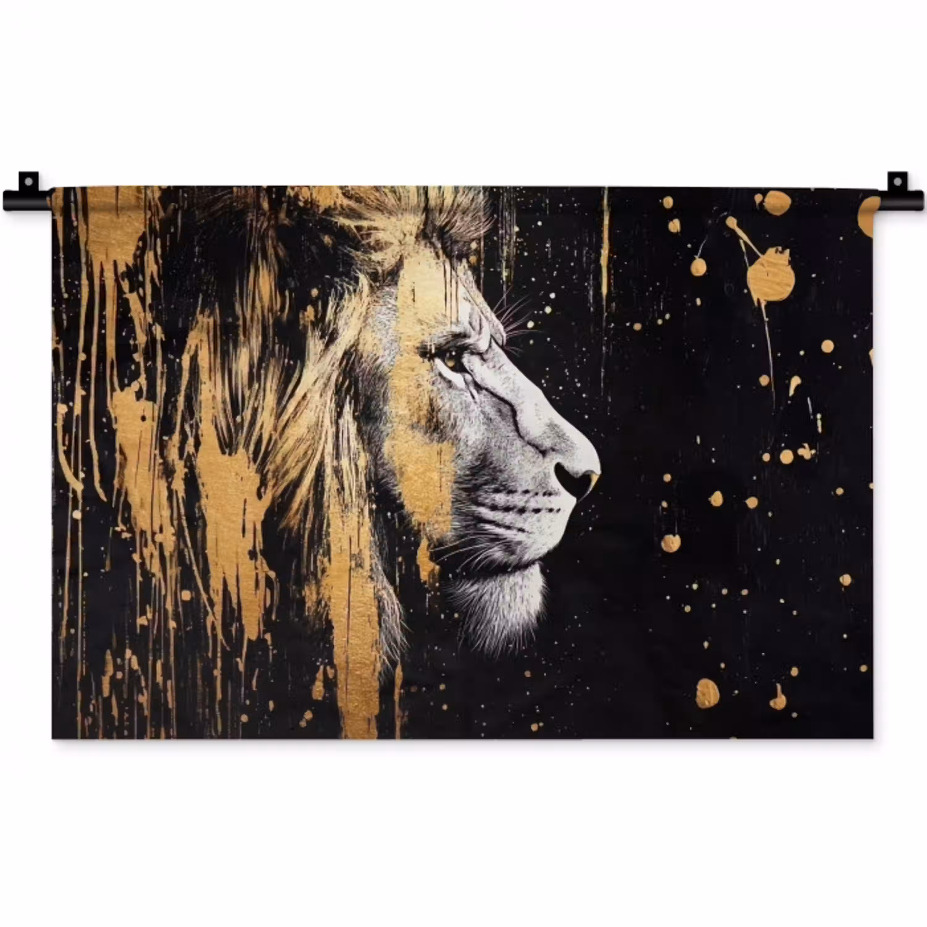 Portret - Leeuw - Abstract - Goud Wandkleed katoen klein -zz3d