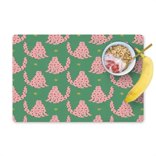Groen - Katten - Stippen - Sterren Placemat vinyl groot 368 -zzzproduct_Kitchenyeah-website