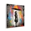 Meisje - Kunst - Paraplu - Graffiti - Kleuren - Muur aluminium wit klein -3d