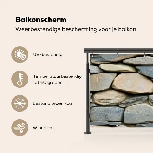 Stenen - Rustiek - Grijs Balkonbeschermer Duitsland klein -specs_NL
