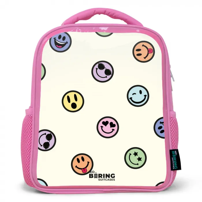 Speelse smiley-mix Kinderrugzak - Roze middel -3d