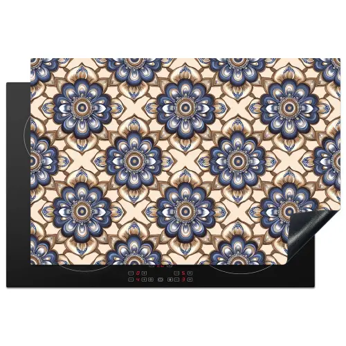 Floraal - Ornament - Blauw Inductie beschermer vinyl 3mm klein 276 -3d
