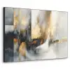 Kunst - Goud - Zilver - Abstract Textielframe zwart klein -3d