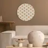 Madelief - Patroon - Oranje Akoestische PET Vilt - Rond klein 838 -sfeer1