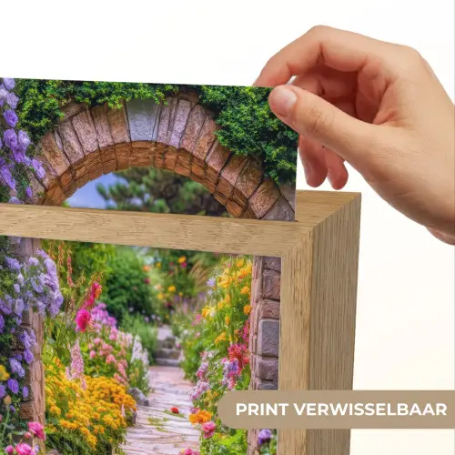 Doorkijk - Bloemen - Pad - Natuur Light Box met kabel (Wandlamp) klein -USP_websiteprintNL