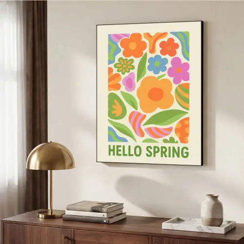Illustratie - Bloemen - Quote - Kleurrijk Textielframe zwart klein -sfeer3