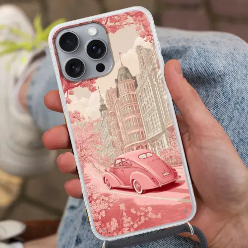 City - Car - Pink Hoesje iPhone 16 Pro Max met koord klein -sfeer3