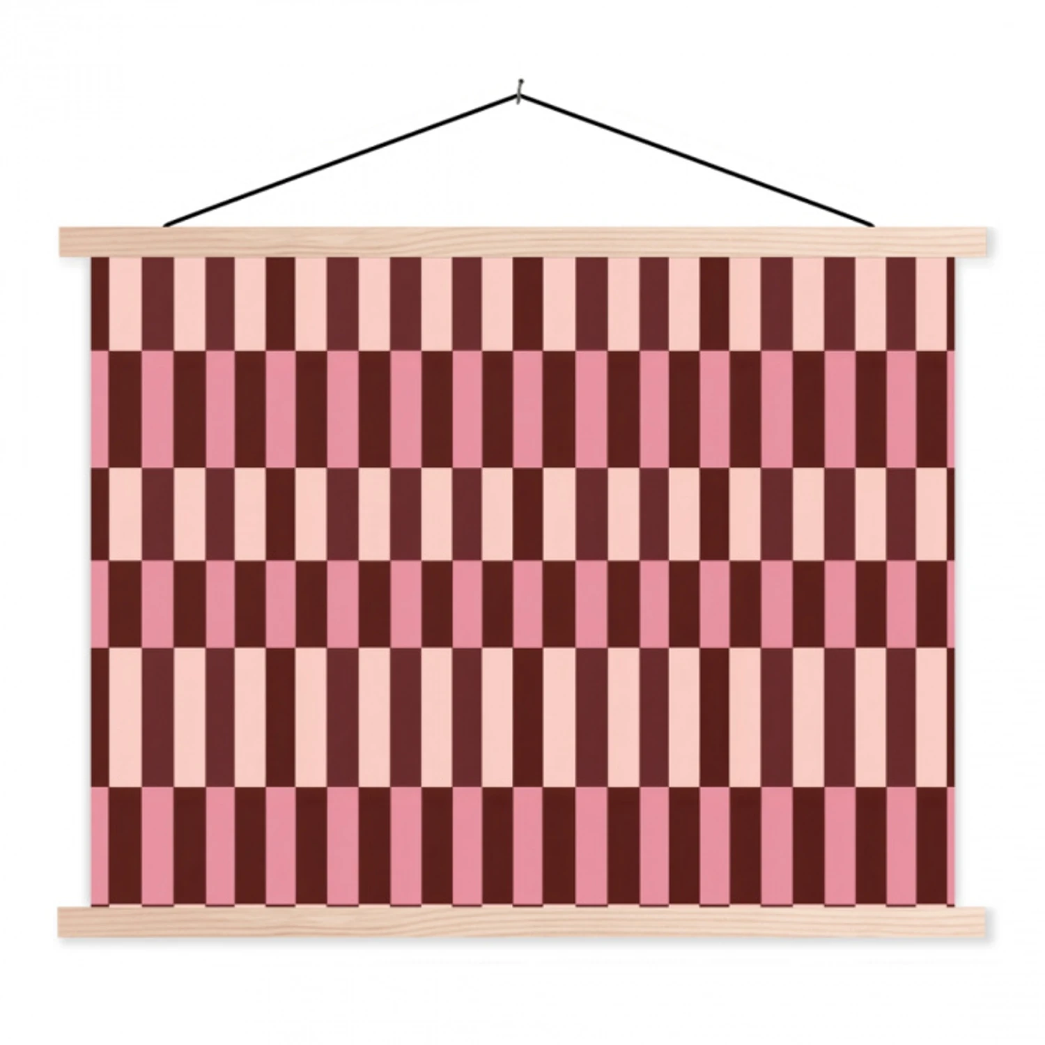 Roze - Rood - Blokjes textielposter latten blank klein 122 -3d