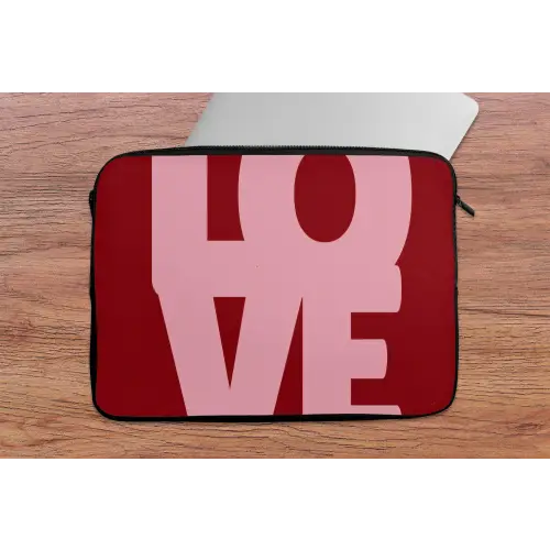 Love - Rood - Blokletters laptophoes neopreen klein -tafel