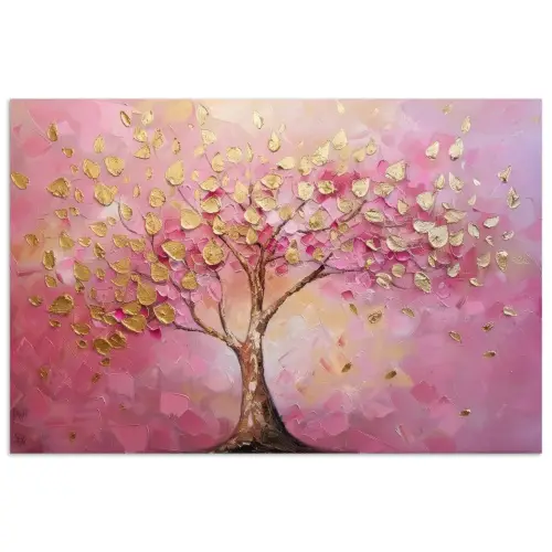 Boom - Roze - Goud - Modern poster papier klein -3d
