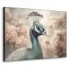 Pauw - Vogels - Bloemen - Boom - Botanisch Textielframe zwart klein -3d