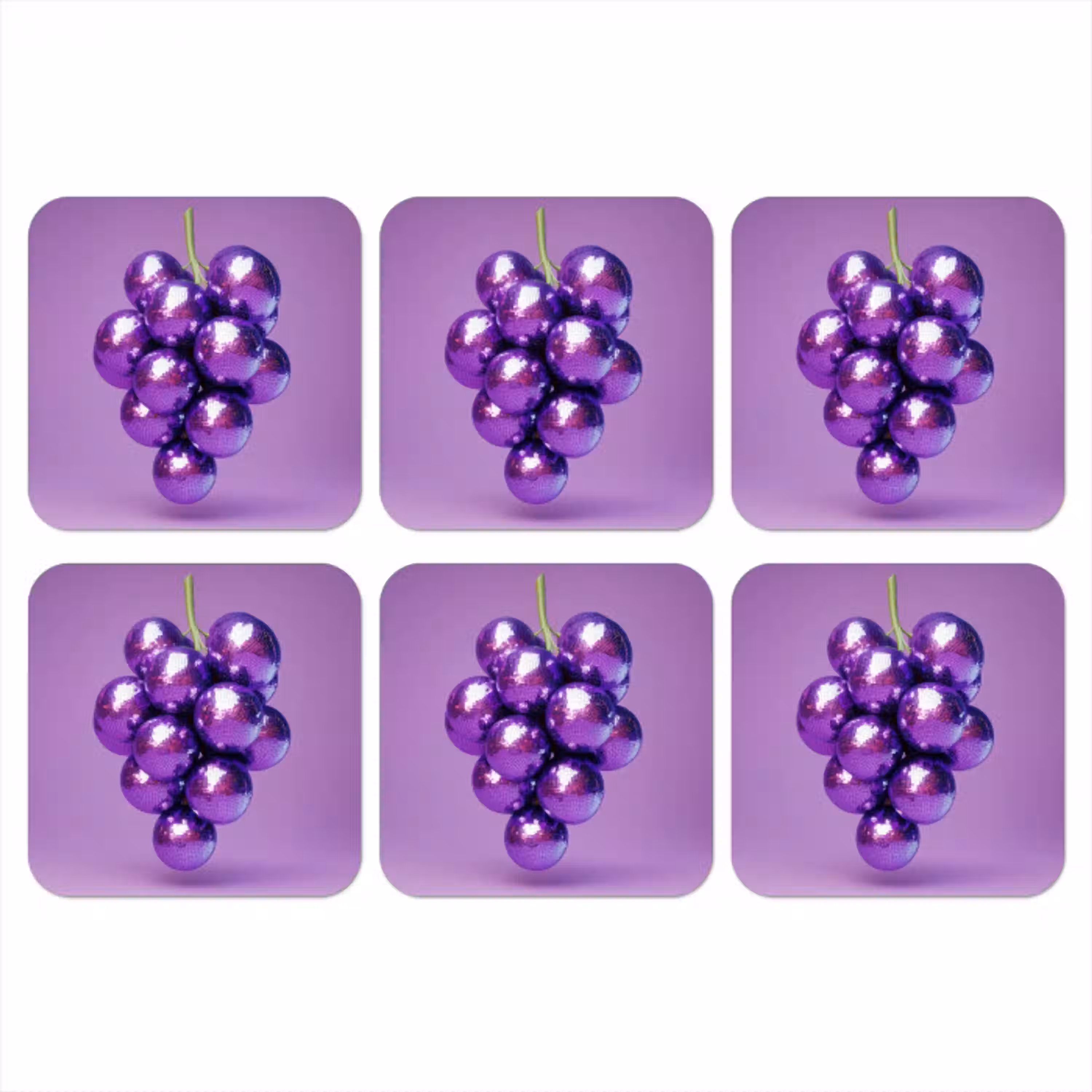 Druif - Disco - Glitter - Paars onderzetter kurk middel -3d