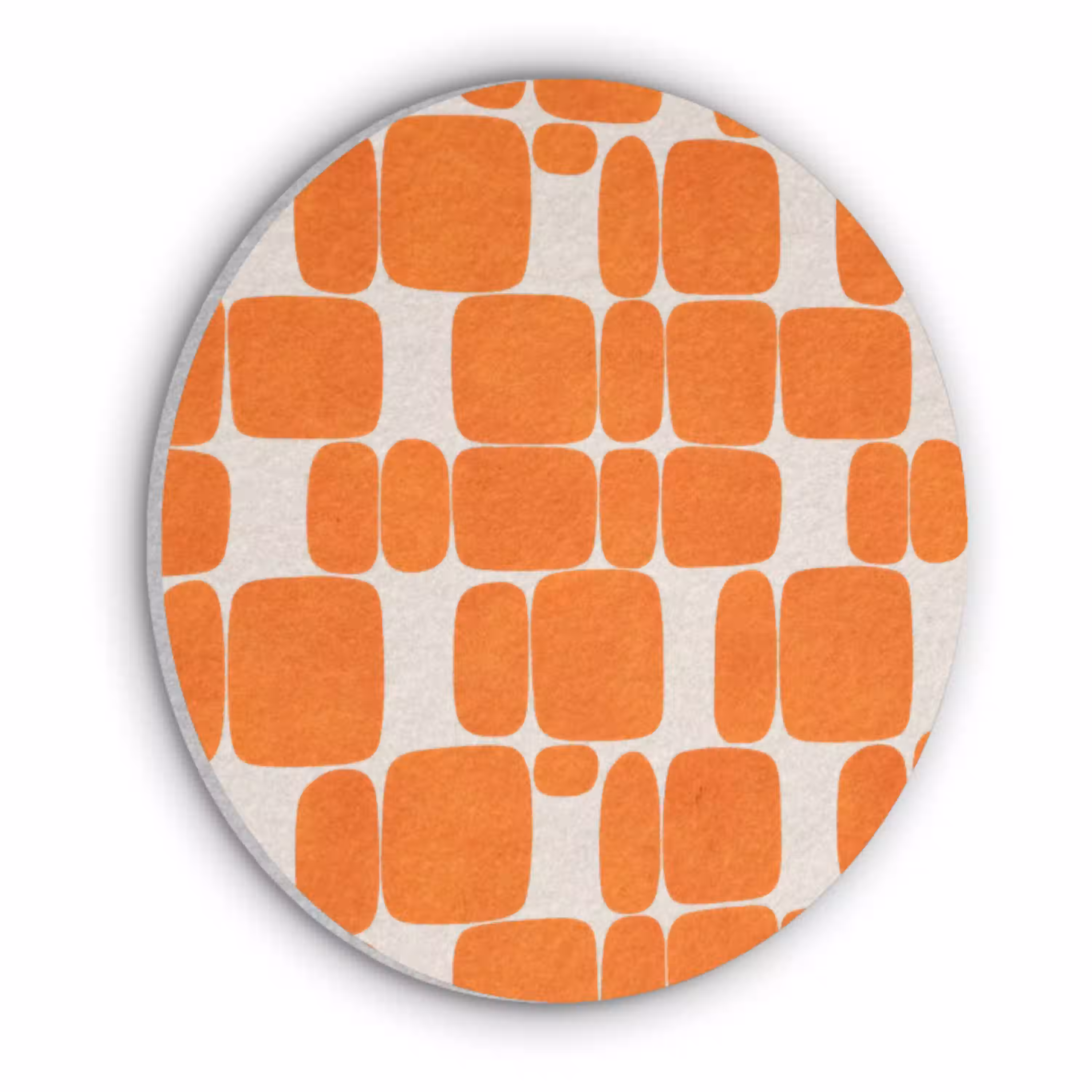 Patroon - Retro - Oranje Akoestische PET Vilt - Rond klein 838 -3d