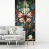 Vlinder - Roze - Bloemen - Bladeren fotobehang vinyl groot -woonkamer