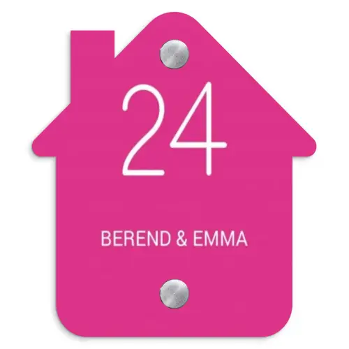 Weiße Herzchen in den Ecken - Modern Naambord Huisje klein -3d