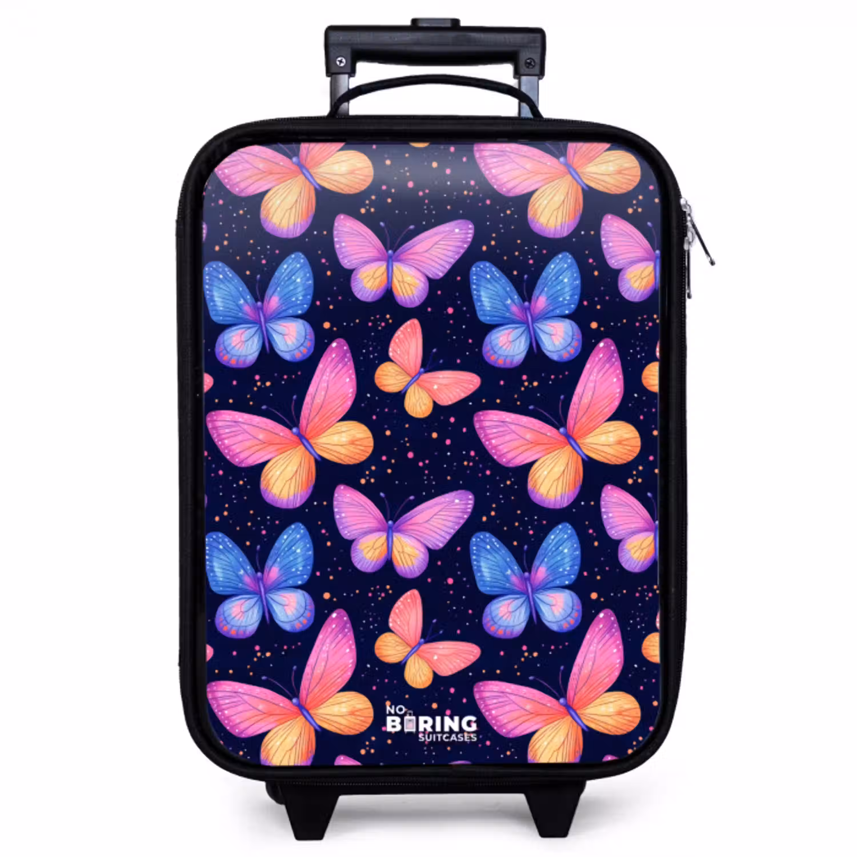 Kleurrijke vlinders in roze en blauw Kinderkoffer - Zwart klein -zzz_website3d