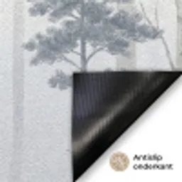 Bos - Bomen - Mist - Natuur - Illustratie - Grijs Deurmat klein -antislip_NL