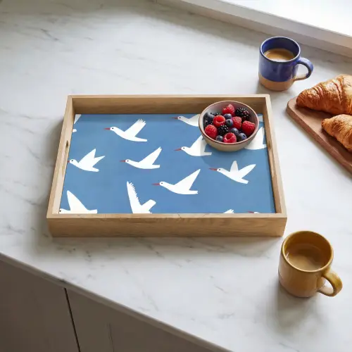 Vogels - Wit - Patroon Dienblad Rechthoek middel -sfeer2