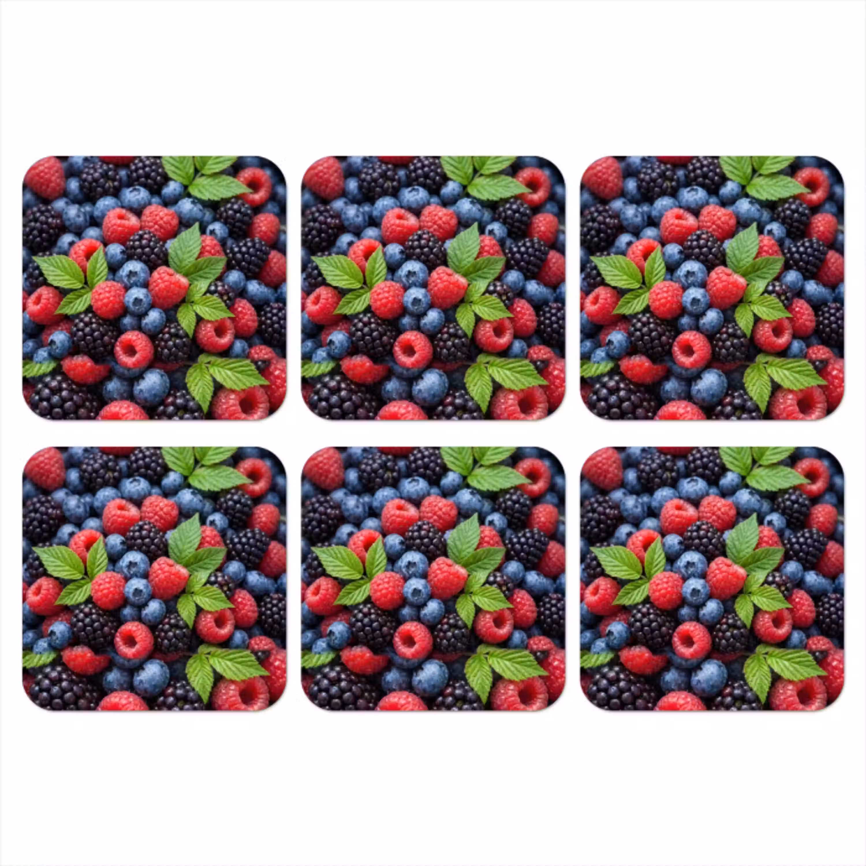 Bessen - Vers - Waterdruppels - Kleurrijk - Eten onderzetter kurk middel -3d