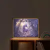 Eenhoorn - Paars - Sprookje - Fantasy dier Light Box met batterij (Wandlamp kind) middel -sfeer1_kind
