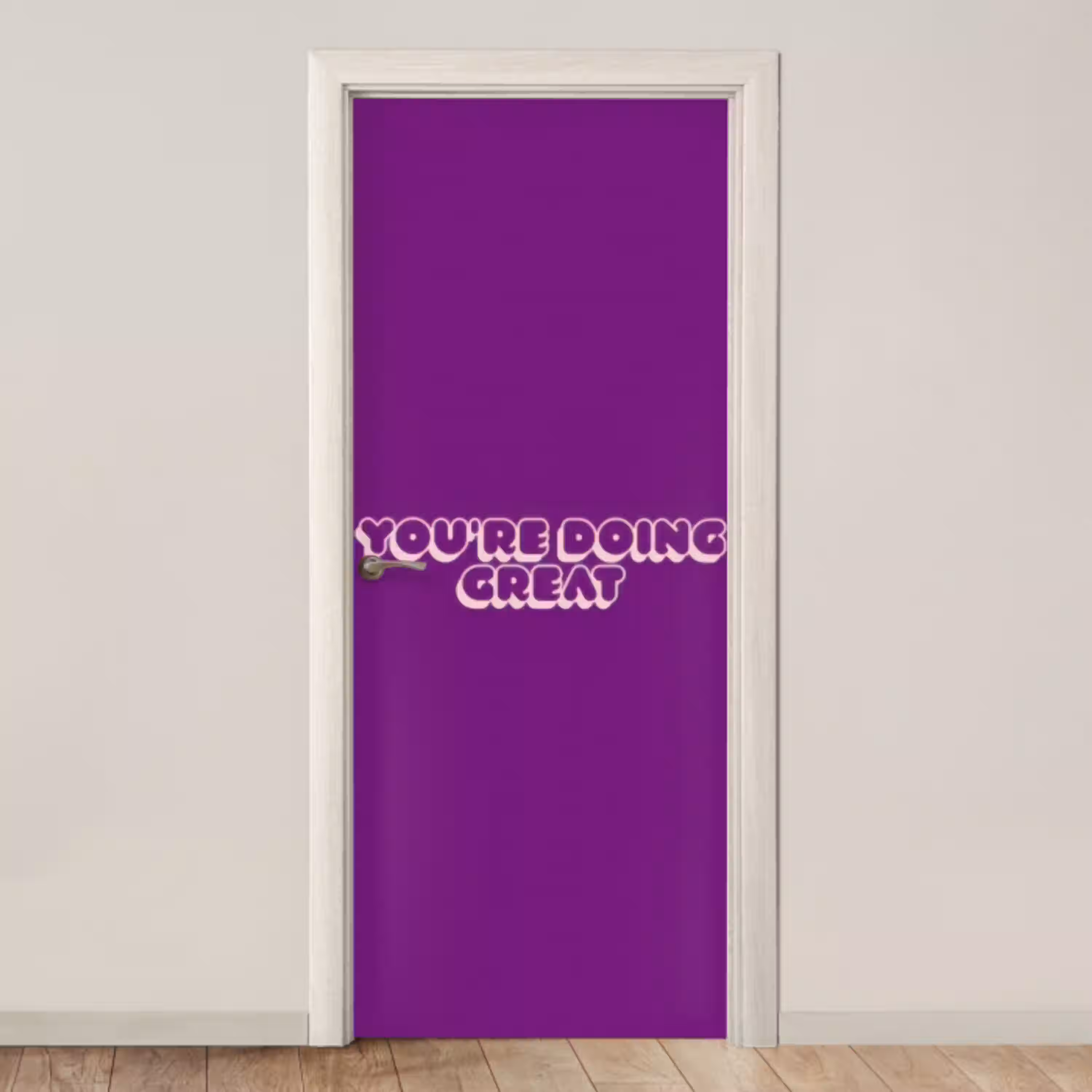 You're doing great - Paars - Bubble letters deurposter klein -3d_beige