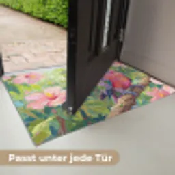 Papagaai - Hibiscusbloemen - Kleurrijk Deurmat klein -USP_DE