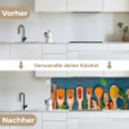 Lepels - Hout - Kruiden - Specerijen keuken achterwand 2 middel -voor-na_DE