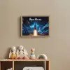 Raket - Ruimte - Blauw - Licht Light Box met batterij (Wandlamp kind) middel -sfeer2_kind