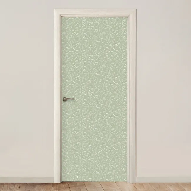 Deursticker met naam - Bloemen - Patroon - Groen