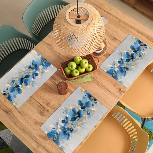 Bloemen - Blauw - Abstract Placemat vinyl groot -zzsfeer5_Kitchenyeah-website