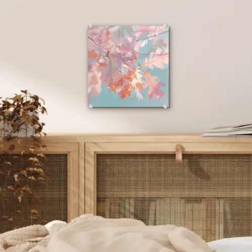 Eikenbladeren - Takken - Roze plexiglas 5mm klein -sfeer4