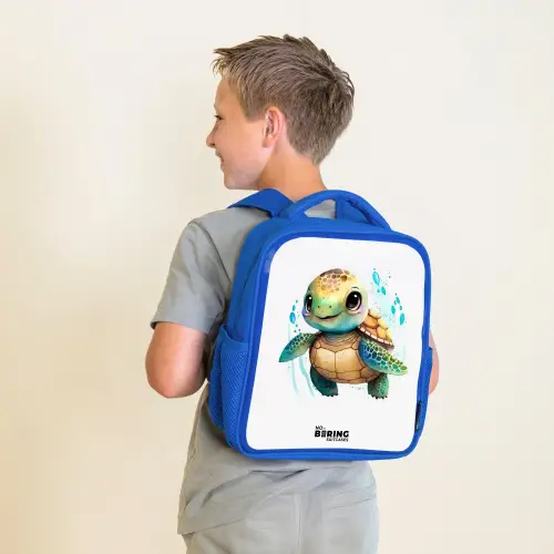 Schildpad - Waterverf - Kleuren - Dieren Kinderrugzak - Blauw middel -sfeer2