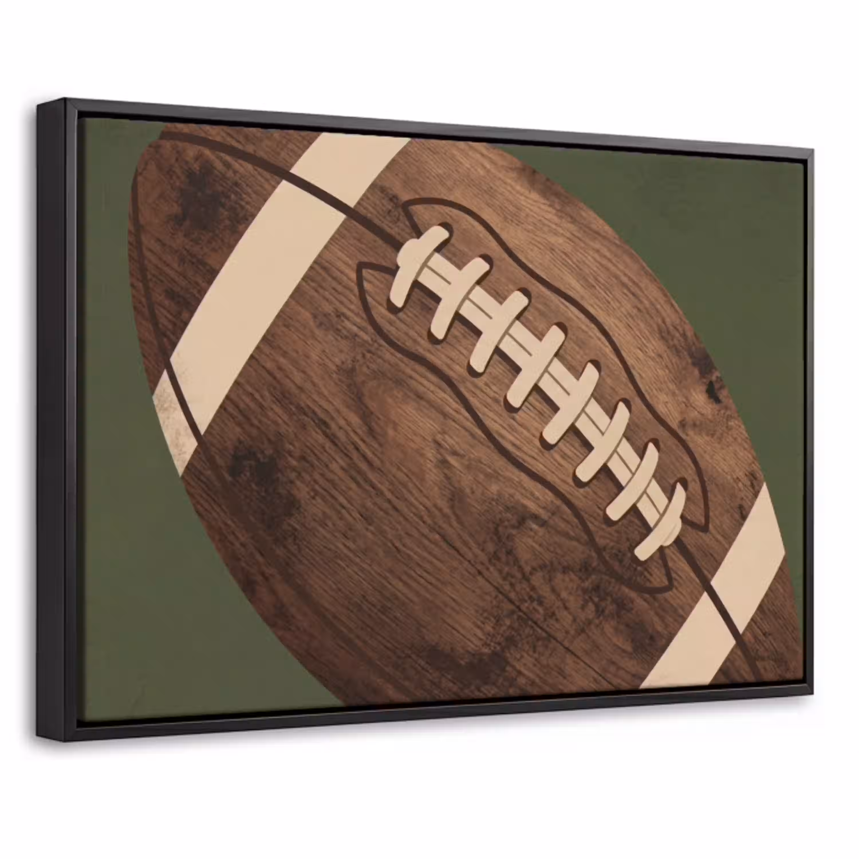 Football - Hout - Sport - Groen Canvas met baklijst klein -threedimensional_3d_global