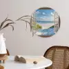 Doorkijk - Strand - Raam - Duinen - Zee Wandcirkel kunststof plaat 5mm dik klein -sfeer4