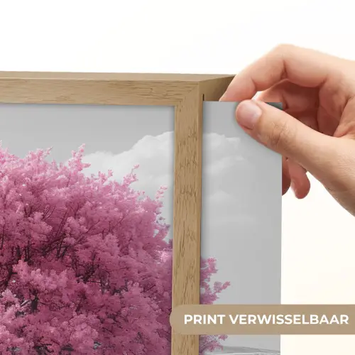 Boom - Natuur - Roze - Zwart wit Light Box met batterij (Wandlamp) middel -USP_websiteprintNL