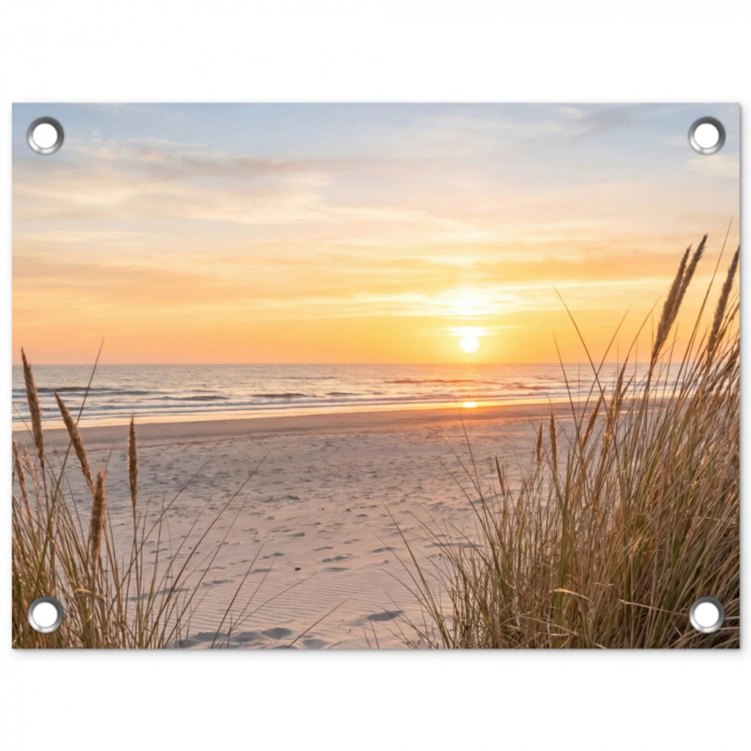 Zonsondergang - Duinen - Zee tuinposter los doek klein -3d