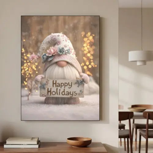 Kerst - Gnome - Bord - Kleurrijk Textielframe zwart klein -sfeer2