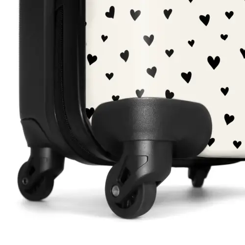 Valentijn hartjes verspreid patroon zwart NBS - Handbagage koffer - Kinderen Unisex middel -wiel