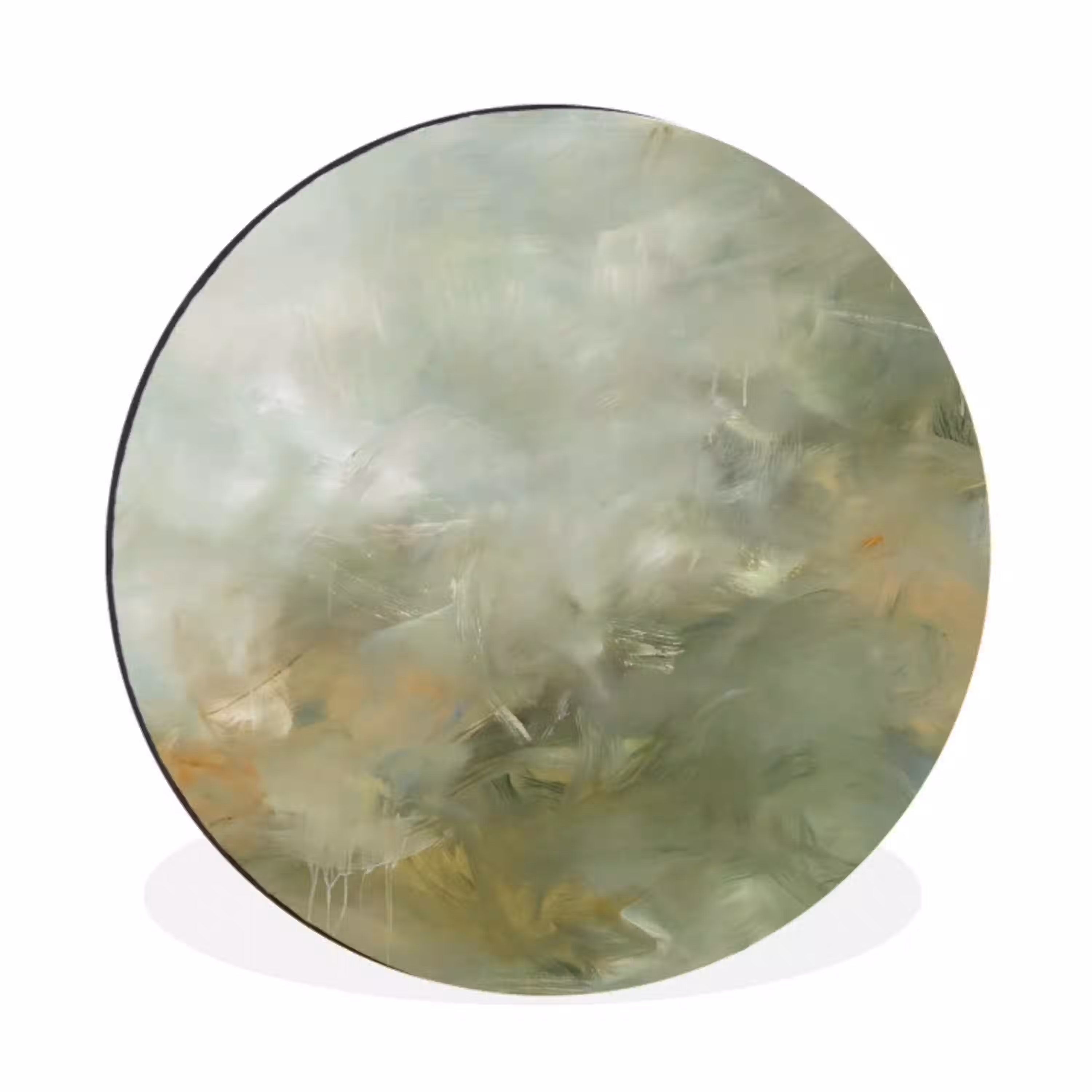 Abstract - Groen - Beige - Modern - Kunst Wandcirkel aluminium klein -3d